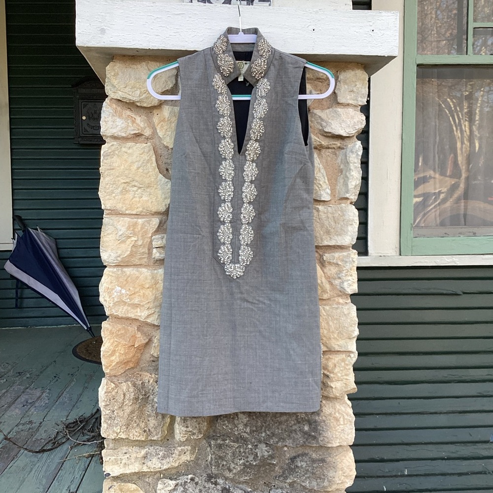 Elegant Gray Embroidered Dress